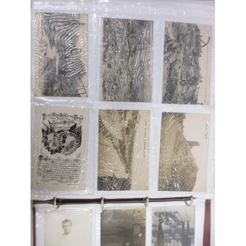 171 - Two WW1 postcard albums to incl. personal letters, POW cards/photos, parades/inspections, Daily Mail... 