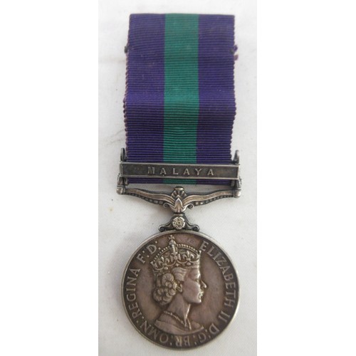 52 - General Service Medal (Elizabeth II) with Malaya clasp To. 22929664 Fus. E. F. Wheatley. R.W.F

Brad... 