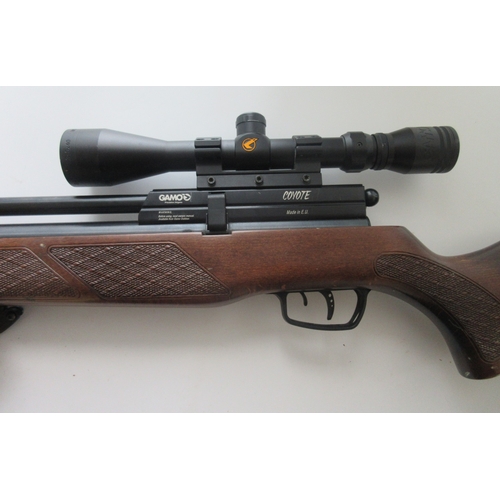 441 - Gamo 'Coyote' PCP .22 air rifle, bolt action magazine fed, bipod, wooden stock, Gamo 3-9x40 scope

B... 