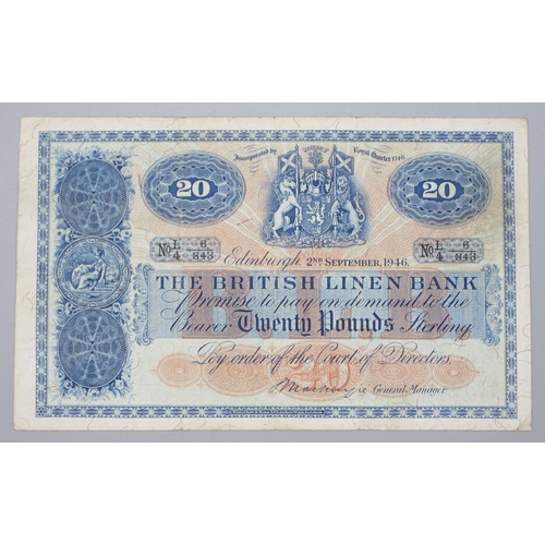 The British Linen Bank £20, 2nd September 1945, Serial No. L4 6/343

Bradleys Shipping £28.00 plus vat (UK Only)