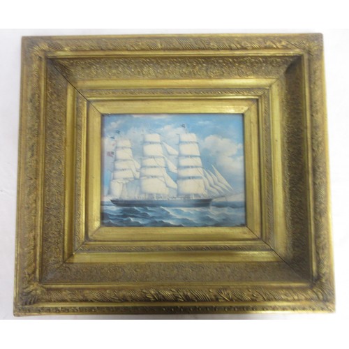 177 - Framed naval print capturing a 20th century clipper ship at sea, frame by Carvers & Gilders Picture ... 
