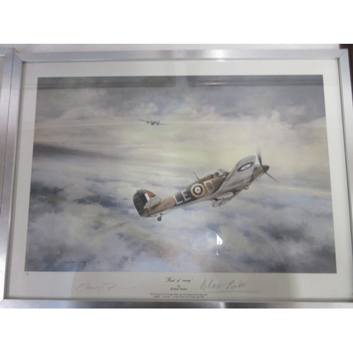 178 - Five framed military prints by Robert Taylor incl. 'First of Many' L40cm x W55cm, two 'Spitfire' pri... 