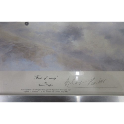 178 - Five framed military prints by Robert Taylor incl. 'First of Many' L40cm x W55cm, two 'Spitfire' pri... 