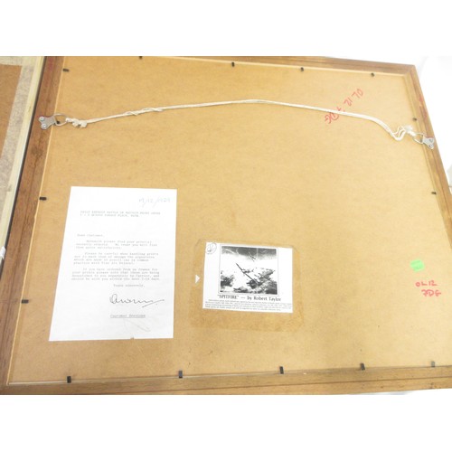 178 - Five framed military prints by Robert Taylor incl. 'First of Many' L40cm x W55cm, two 'Spitfire' pri... 
