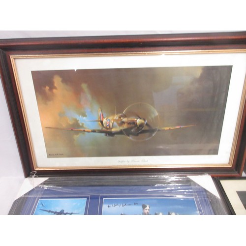 179 - Four framed military prints incl. 'Spitfire' by Bonnie Clark L40cm x W67cm, 'Dambusters' incl. Johnn... 