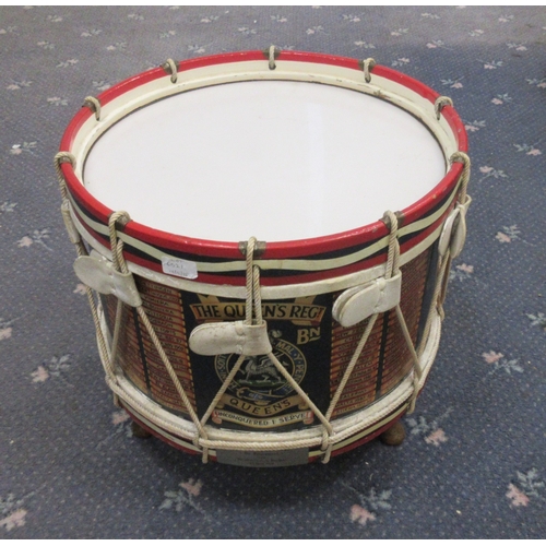 153 - Regimental drum for the Queens Regiment 3rd Battalion presented to Major Roger Jennings for his reti... 