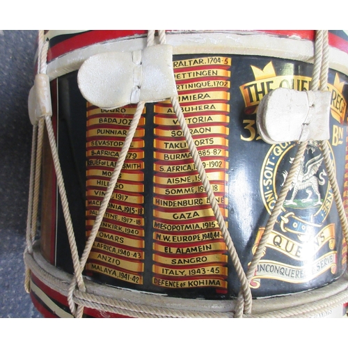 153 - Regimental drum for the Queens Regiment 3rd Battalion presented to Major Roger Jennings for his reti... 