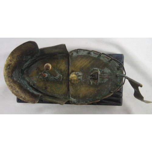 166 - German U-Boat conning tower brass trench-art style ornament on wooden base

Bradleys shipping £38.00... 