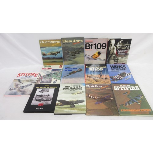 180 - Collection of military reference books largely relating to aircraft incl. Spitfire, Hurricane, Lanca... 