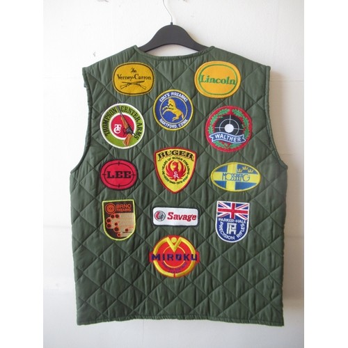 417A - Shooting Gillet size L, Gillet with associated shooting badges, camo vest with woodland pattern size... 