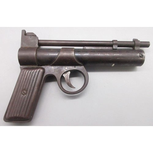 418A - Vintage Webley & Scott .77 air pistol, over lever action with two piece steel grip, patent no.219872... 