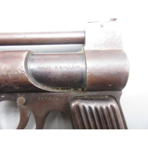 418A - Vintage Webley & Scott .77 air pistol, over lever action with two piece steel grip, patent no.219872... 