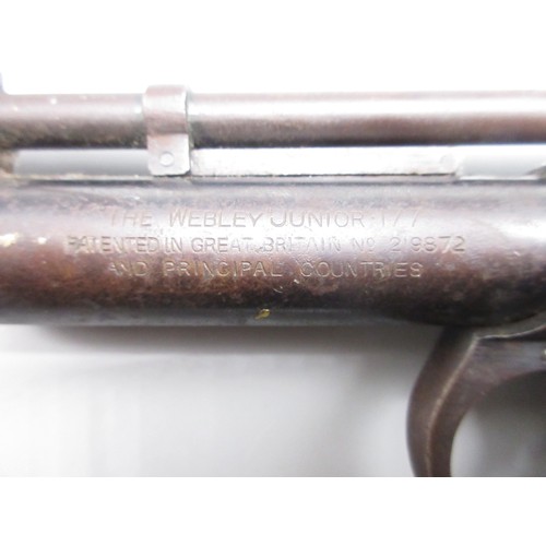 418A - Vintage Webley & Scott .77 air pistol, over lever action with two piece steel grip, patent no.219872... 