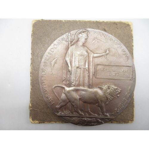 24 - British war medal 1914-18 and Victory medal To. 17350 Pte J.W. Shirt. R. Lanc. R., also incl. Memori... 