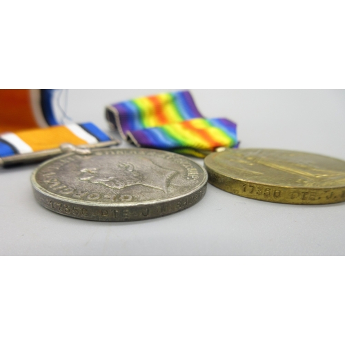 24 - British war medal 1914-18 and Victory medal To. 17350 Pte J.W. Shirt. R. Lanc. R., also incl. Memori... 