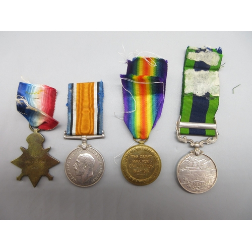 55 - WW1 star medal group to incl. 1914 star, British War medal 1914-18 and Victory medal To. TS 4137 Pte... 