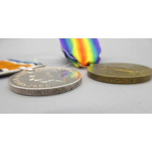 55 - WW1 star medal group to incl. 1914 star, British War medal 1914-18 and Victory medal To. TS 4137 Pte... 