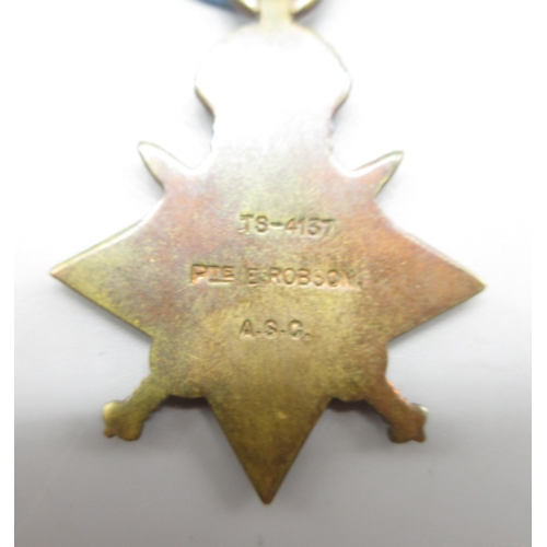 55 - WW1 star medal group to incl. 1914 star, British War medal 1914-18 and Victory medal To. TS 4137 Pte... 