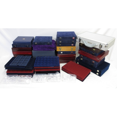 Large collection of empty boxes, coin cases, inner trays, coin capsules ...