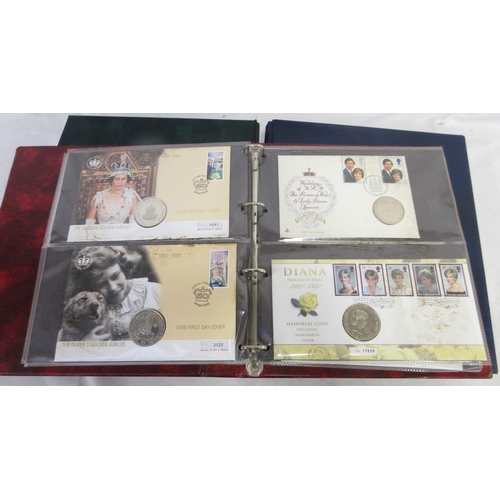 Collection of coin covers in 8 folders, to inc. 12 £1 coin , 17 £2 ...