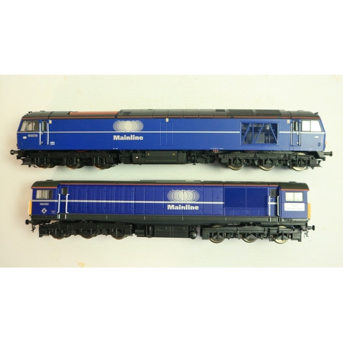 140 - Two OO gauge Mainline liveried diesel electric locomotive models to include Hornby R2490 Class 60 '6... 