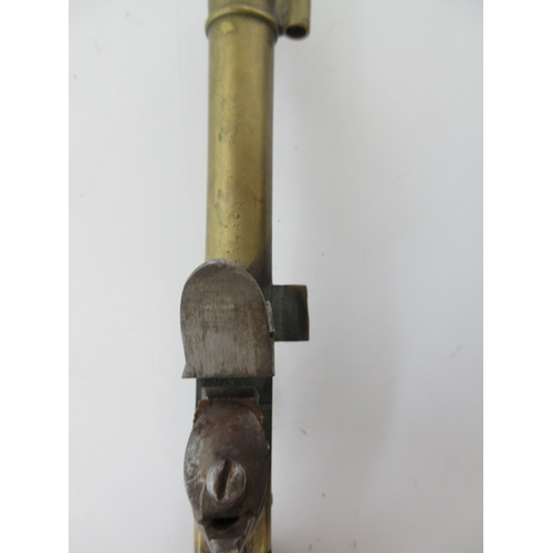  Brass barrel and action flintlock blunderbuss coaching pistol stamped Barber, 7.5