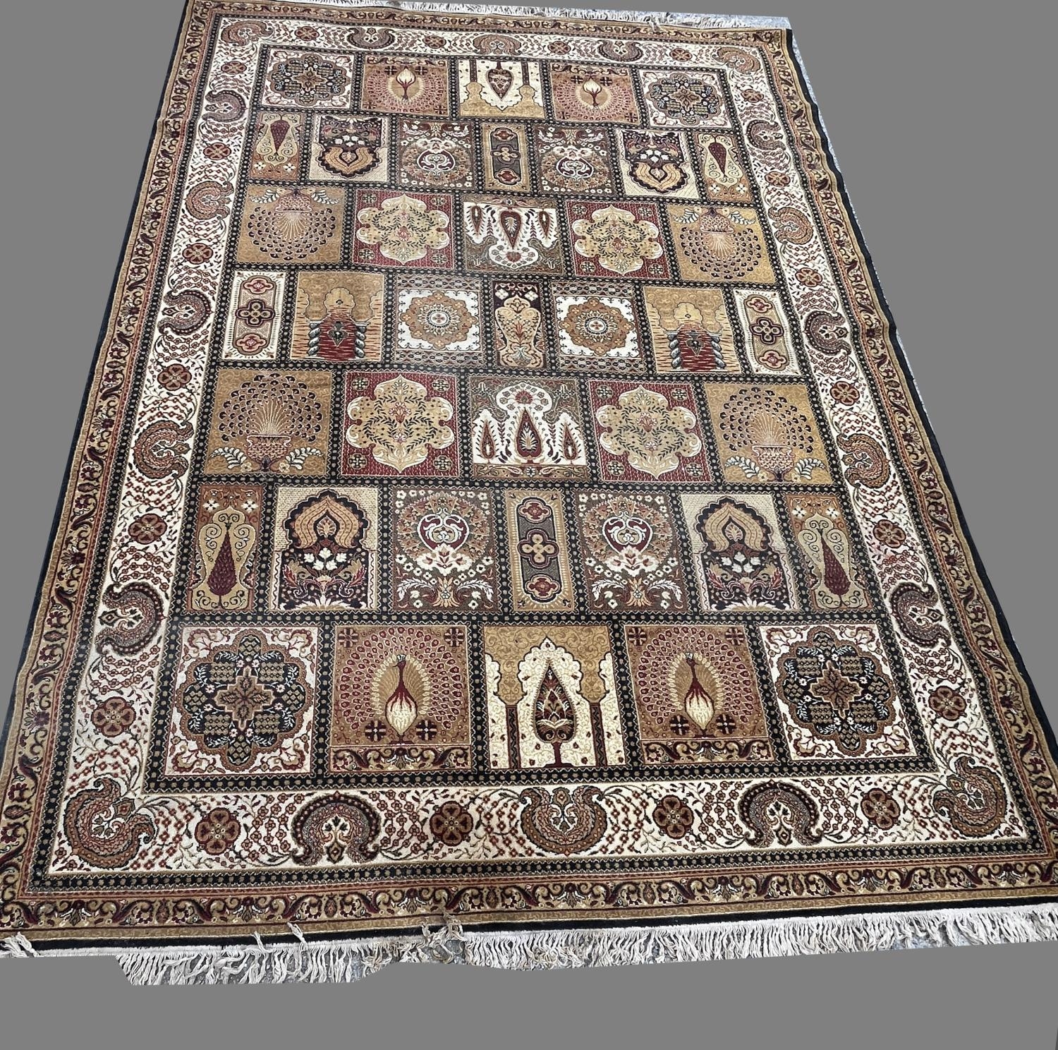 Persian pattern multicoloured rug, field with geometric repeat panels ...
