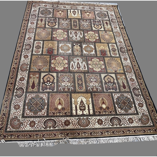 Persian pattern multicoloured rug, field with geometric repeat panels ...