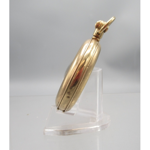 261 - Vertex 9ct gold keyless half hunter pocket watch, signed white enamel Roman dial with subsidiary sec... 