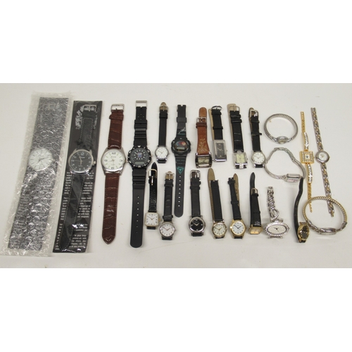 270 - Three Eiger chrome quartz wristwatches, D41.3mm; ladies quartz wristwatches Timex, Yves Rocher, Solo... 