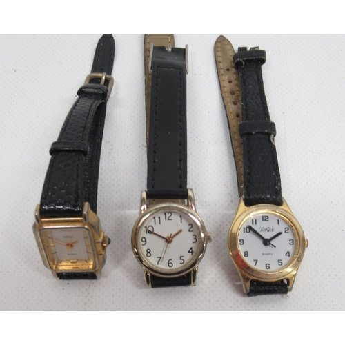 270 - Three Eiger chrome quartz wristwatches, D41.3mm; ladies quartz wristwatches Timex, Yves Rocher, Solo... 