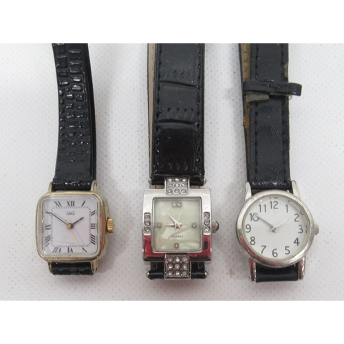 270 - Three Eiger chrome quartz wristwatches, D41.3mm; ladies quartz wristwatches Timex, Yves Rocher, Solo... 