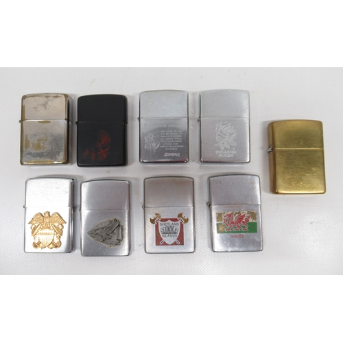 312 - Zippo 'Statue of Liberty' lighter and eight other Zippo lighters

Bradley's shipping £33.00 plus vat... 