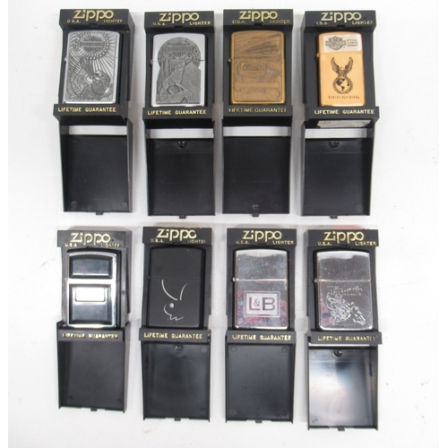 314 - Four Zippo Harley Davidson lighters and four other Zippo lighters

Bradley's shipping £33.00 plus va... 