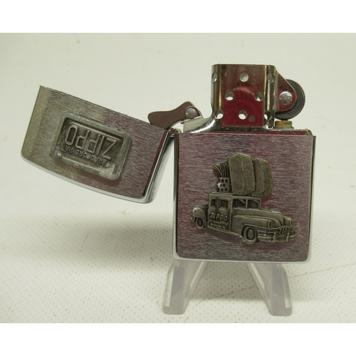 307 - Zippo 'Car' lighter with matching key ring in presentation tin with outer sleeve, Zippo '1947 Zippo ... 
