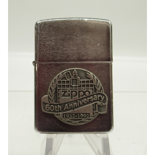 303 - Zippo '60th Anniversary 1932-1992' lighter in original presentation tin, Zippo '80th Anniversary Edi... 
