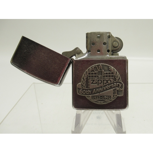 303 - Zippo '60th Anniversary 1932-1992' lighter in original presentation tin, Zippo '80th Anniversary Edi... 