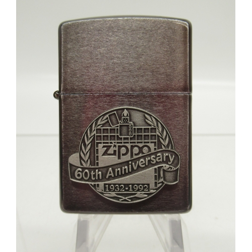 303 - Zippo '60th Anniversary 1932-1992' lighter in original presentation tin, Zippo '80th Anniversary Edi... 