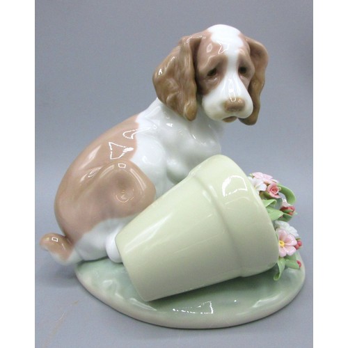 876 - Three Lladro exclusive Collector's Society garden-themed porcelain children and dog comprising 'A Wi... 