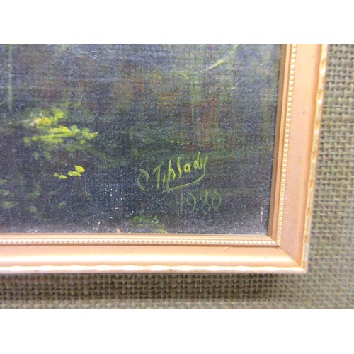 705 - Tiplady (British Contemporary) wildlife oil painting on board depicting a pair/romp of otters by the... 