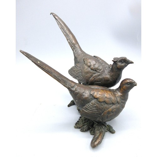706 - Collection of tabletop ornaments/statuettes inc. sand-cast bronzed sculpture of male/female pair of ... 