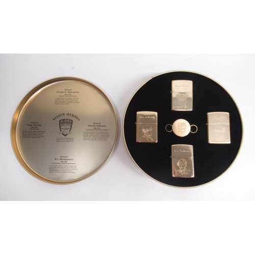 288 - Zippo 'D-Day Normandy, 50 Years 1944-1994, Allied Heroes Collectors Edition', set of four brass ligh... 