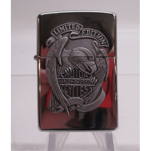 291 - Zippo 'Harley-Davidson Motor Cycles, Limited Edition', chrome plated lighter in presentation tin wit... 