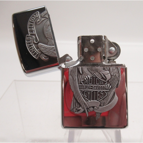 291 - Zippo 'Harley-Davidson Motor Cycles, Limited Edition', chrome plated lighter in presentation tin wit... 
