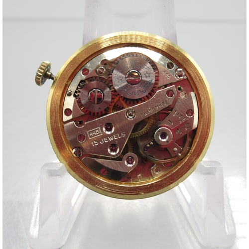 271 - Rotary 9ct gold wristwatch on brown leather strap, signed silver dial with Arabic and baton indices ... 