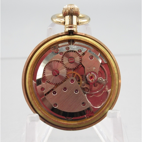 272 - Swiss 9ct gold keyless fob watch, gold Roman dial with centre seconds, D.S & S case with snap on cas... 