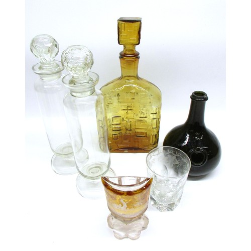 793 - Selection of decorative glassware inc. decanters and tumblers comprising mid-century modernist & geo... 