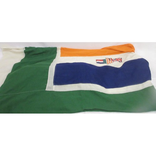 860 - African mask, beaded horns, springbok hide, flag, and salt and pepper shakers  Bradleys shipping £48... 