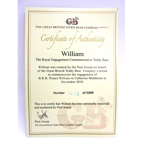627 - Great British Teddy Bear Company's Limited Edition HRH William the Royal Engagement commemorative be... 