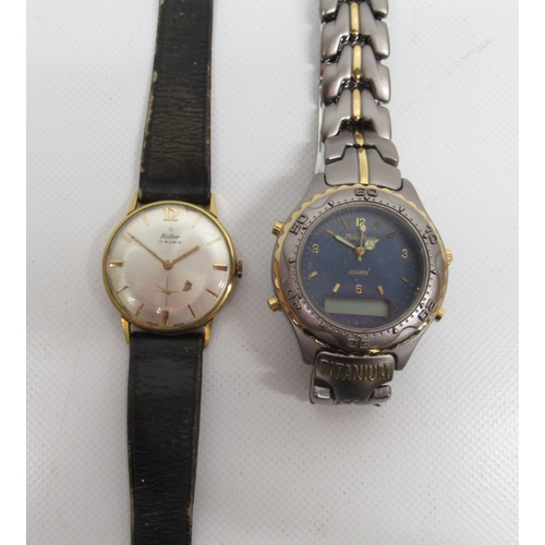 320 - Kalter gold plated wristwatch, signed silver sunburst dial with baton indices and primary 12, subsid... 